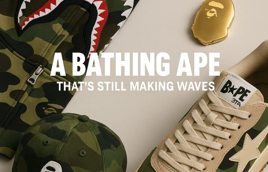 “Iconic A Bathing Ape camo hoodie showcasing bold streetwear design”