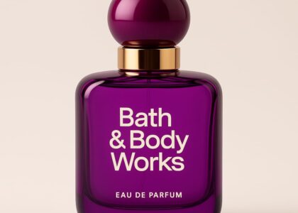 "Bath & Body Works fragrance display featuring candles, lotions, and body mists in seasonal packaging."