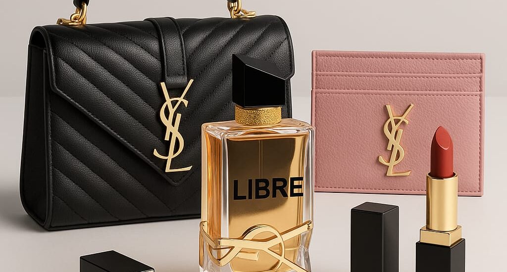 "Yves Saint Laurent (YSL) leather handbag styled with minimal Parisian outfit"