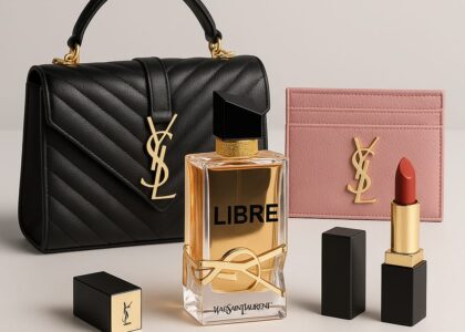 "Yves Saint Laurent (YSL) leather handbag styled with minimal Parisian outfit"