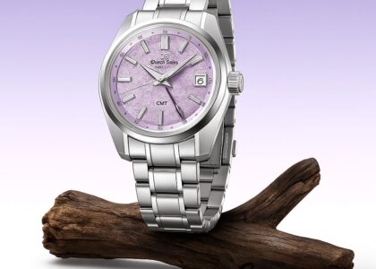 Grand Seiko Snowflake SBGA211 with textured white dial and titanium case