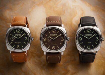 Panerai Luminor watch with a classic leather strap and luminous dial