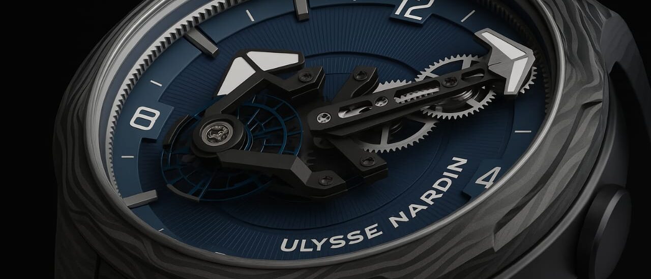 “Ulysse Nardin Marine Chronometer – Swiss luxury watch with blue dial and stainless steel case”