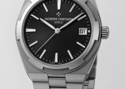 “Close-up of a Vacheron Constantin Overseas Chronograph showcasing fine Swiss watch craftsmanship”