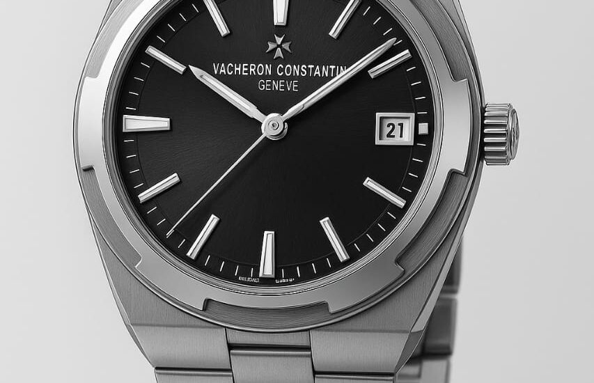 “Close-up of a Vacheron Constantin Overseas Chronograph showcasing fine Swiss watch craftsmanship”