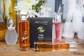 “Revlon perfumes collection – Charlie, Ciara, Fire & Ice bottles.”